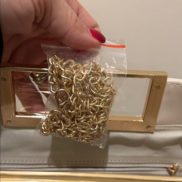 Chic Beige Clutch with Gold Accent - Picture 2 of 2